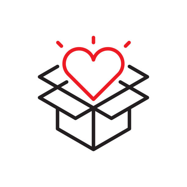 Opened Gift Line Icon Vector line icon. Vector EPS 10, HD JPEG 4000 x 4000 px giving tuesday stock illustrations