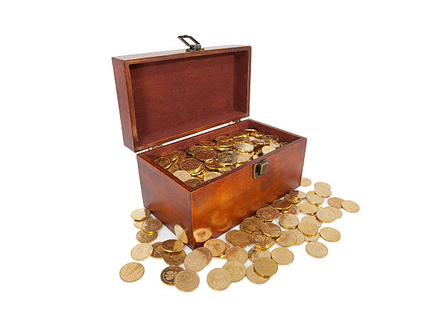 Casket of gold coins gold ira kit stock pictures, royalty-free photos & images