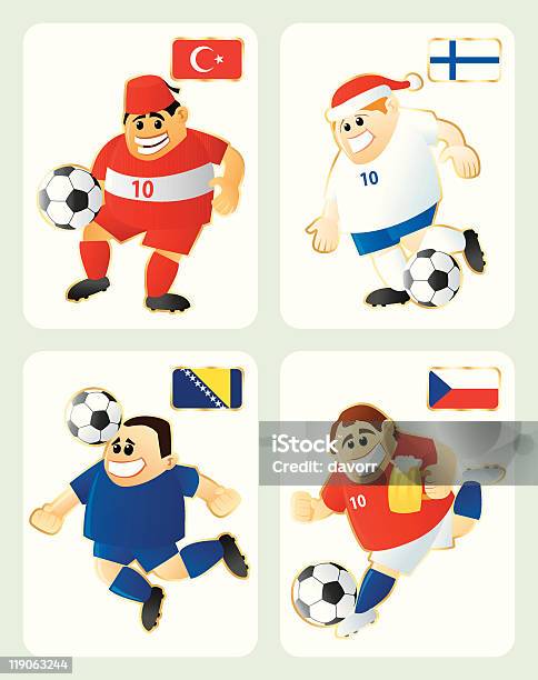 Football Set Tur Fin Bih Cze Stock Illustration - Download Image Now - Blue, Bosnia and Herzegovina, Cap - Hat