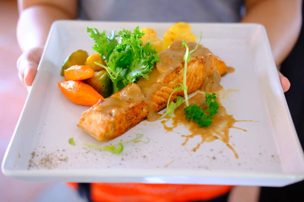 istock Top view salmon steak on the table 1190633628