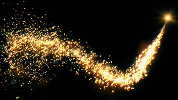 istock Golden glitter flight with sparkling light. Shining Christmas particles intro 1190634263