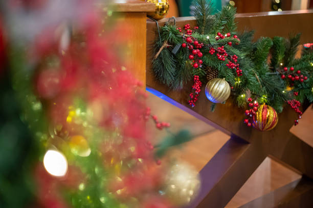 istock Indoor colourful Christmas decoration with lightings 1190636391
