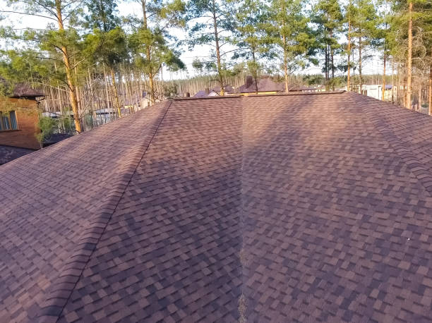 istock Bituminous tile for a roof. House with a roof from a bituminous 1190641304