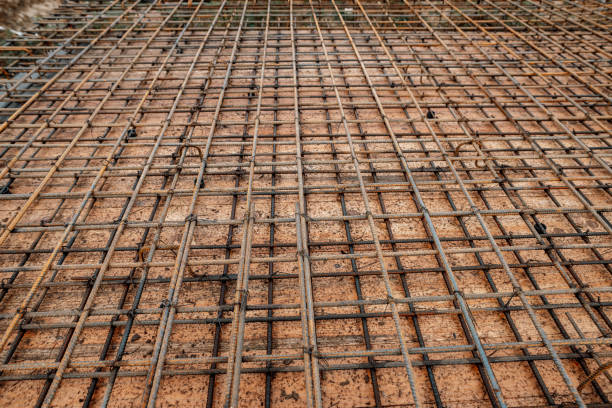istock Turning ceiling reinforcement at the construction site 1190641316