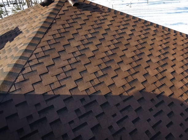 istock Bituminous tile for a roof. House with a roof from a bituminous 1190641364