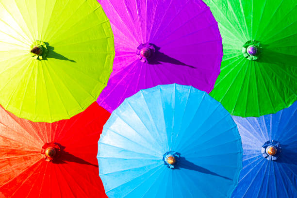 istock Colorful northern Thai umbrellas decorations 1190641466