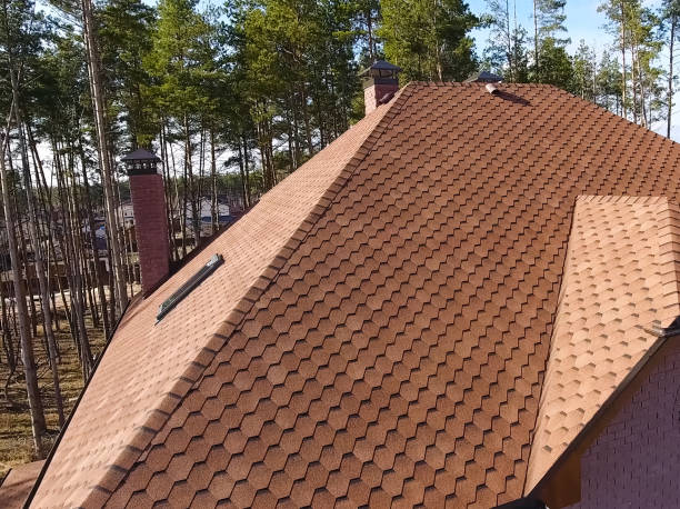 istock Bituminous tile for a roof. House with a roof from a bituminous 1190642976