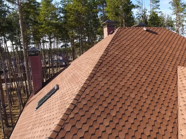 istock Bituminous tile for a roof. House with a roof from a bituminous 1190642986