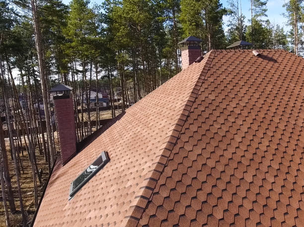 istock Bituminous tile for a roof. House with a roof from a bituminous 1190642997