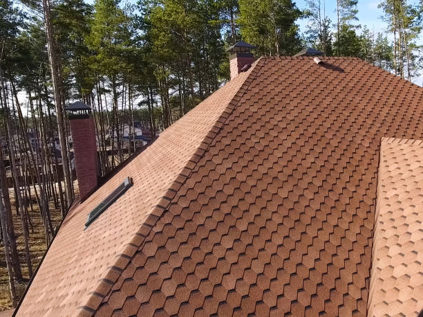 istock Bituminous tile for a roof. House with a roof from a bituminous 1190643003