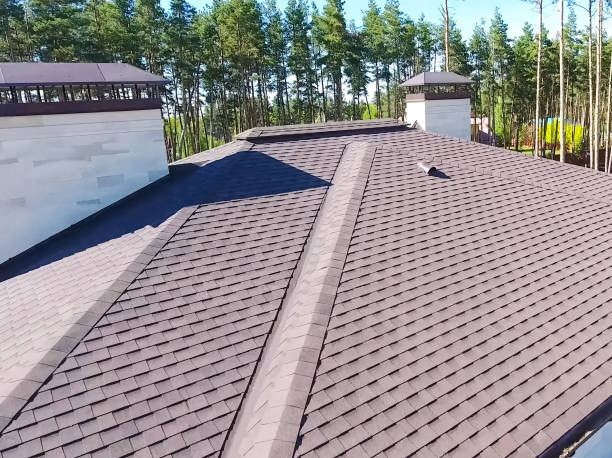 istock Bituminous tile for a roof. House with a roof from a bituminous 1190643343