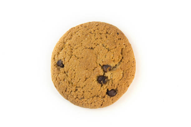 istock One round oatmeal cookie with chocolate on a white background 1190643547