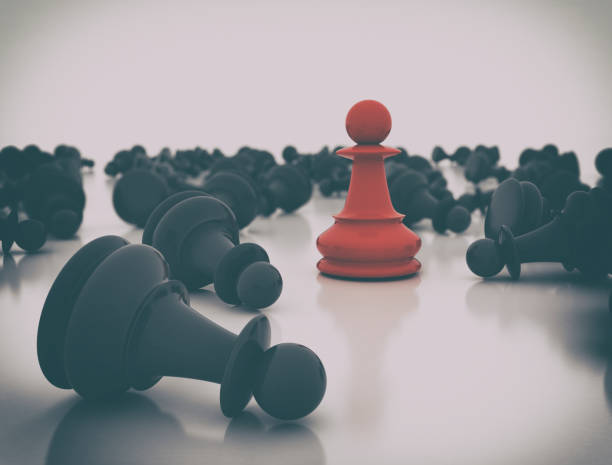istock Single red pawn. Last one standing Business strategy concept background 1190646350