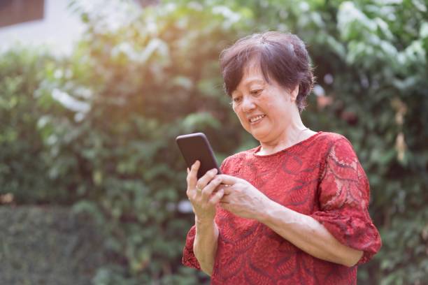 istock Beautiful Chinese Senior Women Using with Mobile Phone 1190647817