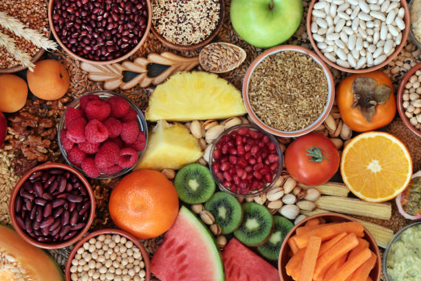 collezione alimentare ad alta salute in fibra - nut bean legume seed foto e immagini stock