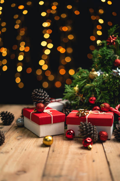 istock Christmas gift- Pine cones and branches  On the wood 1190651815