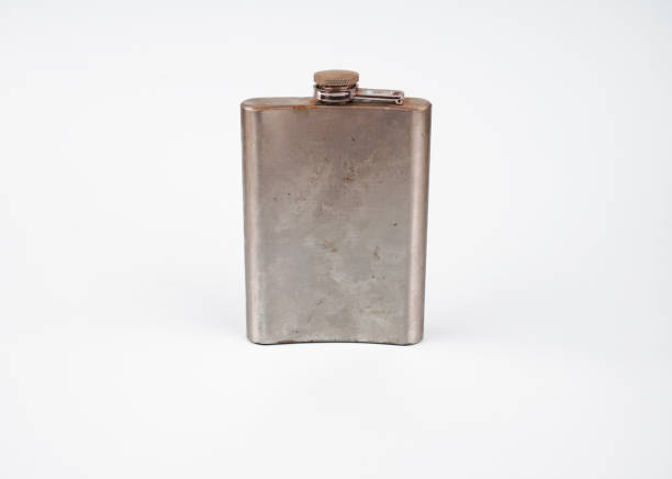 istock Stainless hip flask isolated on a white background 1190653696