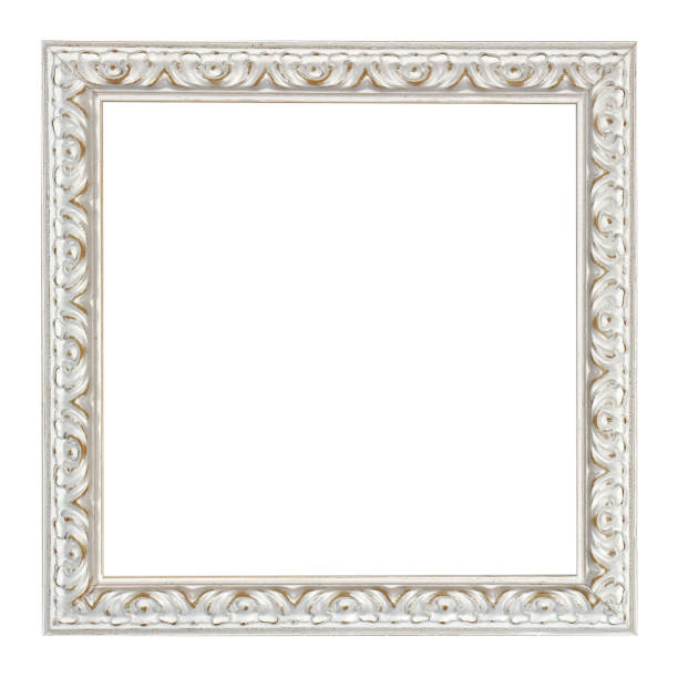 istock Wooden frame for paintings with white patina. Isolated on white 1190653893