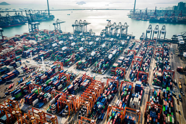 istock Container Cargo freight ship Terminal in Hong kong, China 1190653985