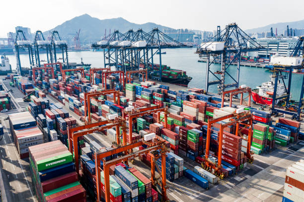 istock Container Cargo freight ship Terminal in Hong kong, China 1190654728