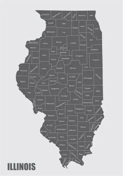 Vector illustration of Illinois counties map