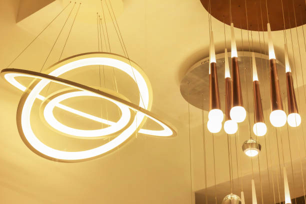 istock futuristic chandelier future saturn geometric lamp interior design 1190657497