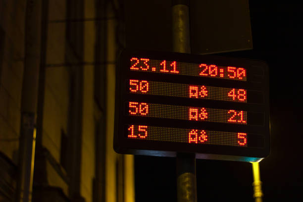 istock scoreboard bus stop schedule. social transport infrastructure message billboard 1190658684