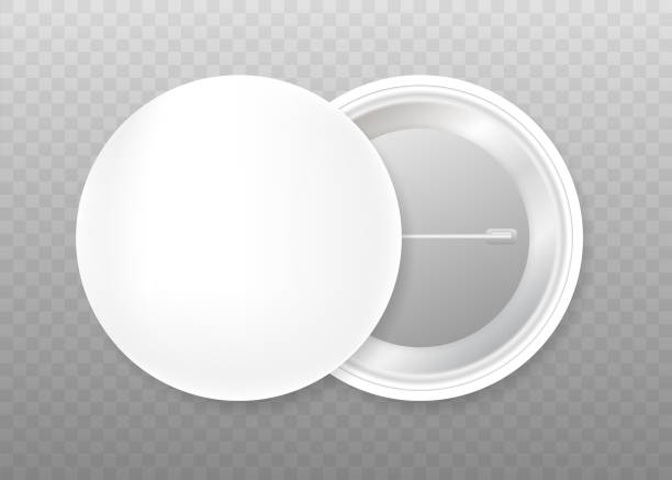 istock Pin badges. White round blank button. Souvenir magnet badging mockup. Vector stock illustration. 1190658719