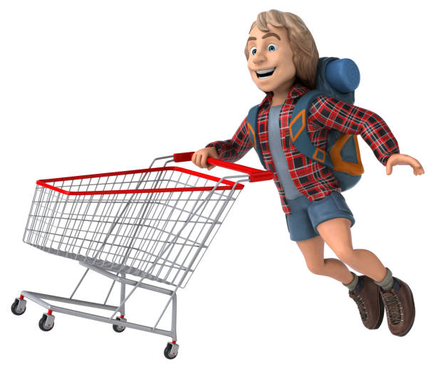 istock Man solo traveling backpacker - 3D Illustration 1190660904