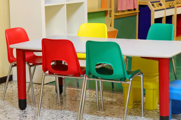 istock small colored chairs in the school 1190664731