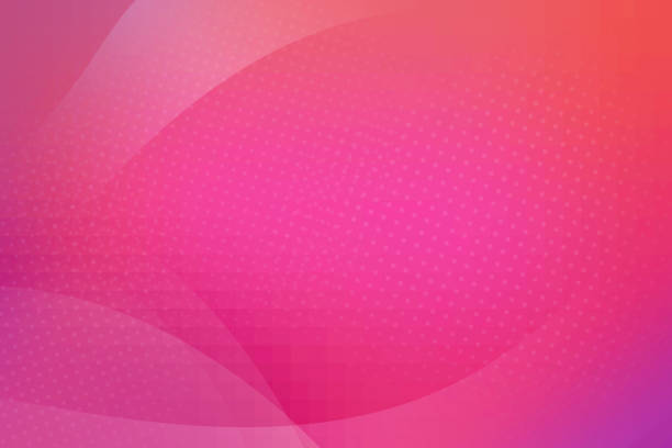 Abstract Orange Pink Background with Curved Shapes and Half Tone Texture - Copy Space - ilustração de arte vetorial