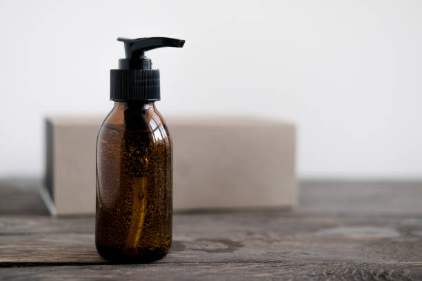 istock Cosmitics dark amber bottle with pump 1190671737