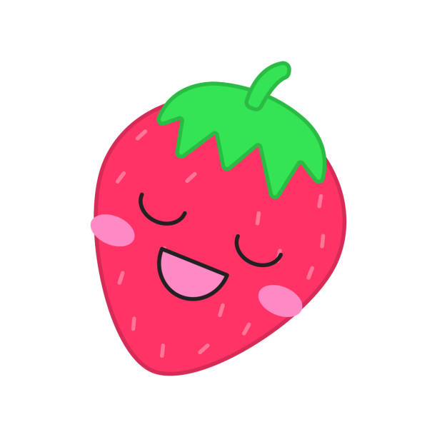 Strawberry Cute Kawaii Vector Character Stock Illustration