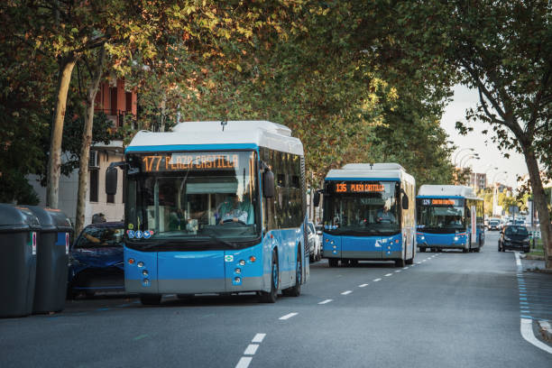 istock Blue city bus in Madrid, Spain 1190674428