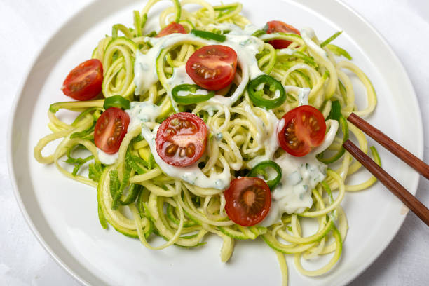 istock Zucchini noodles with vegetables 1190675978