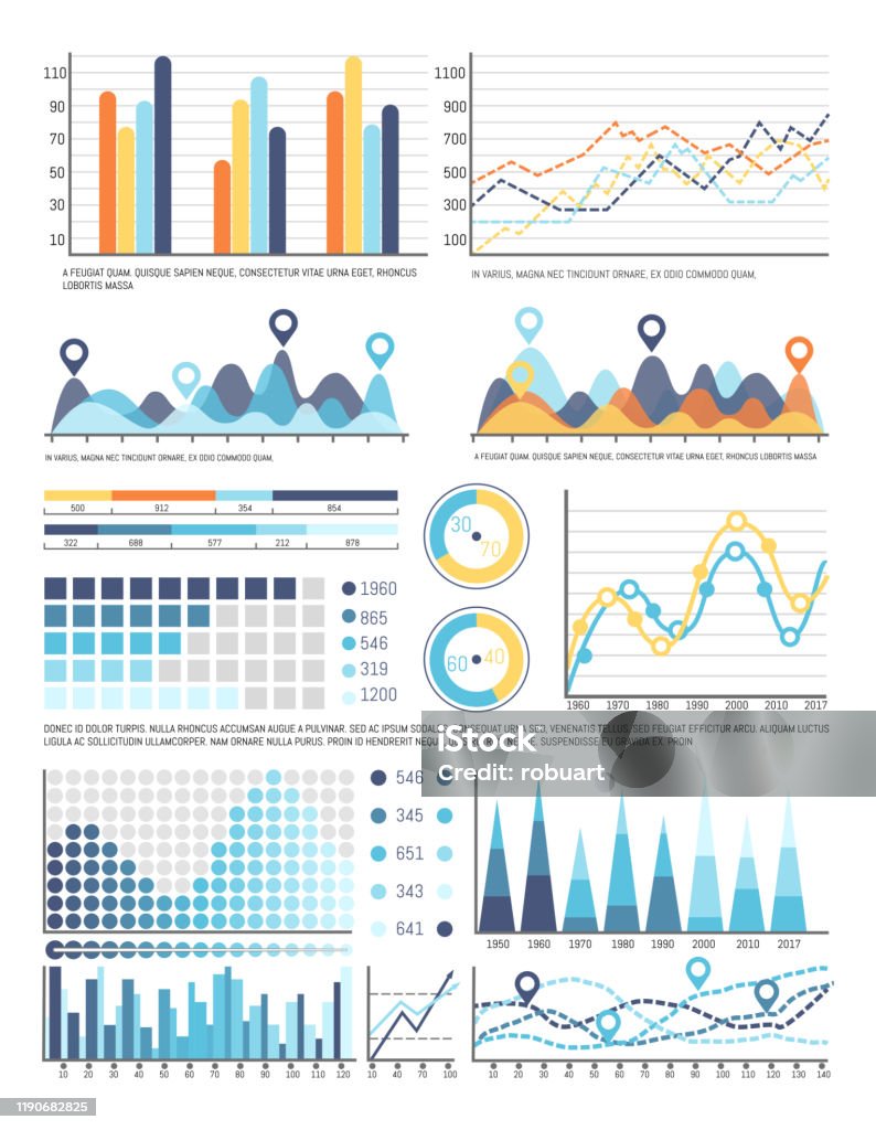Visual Form Information Flowcharts With Information In Visual Form Data Stock Illustration ...