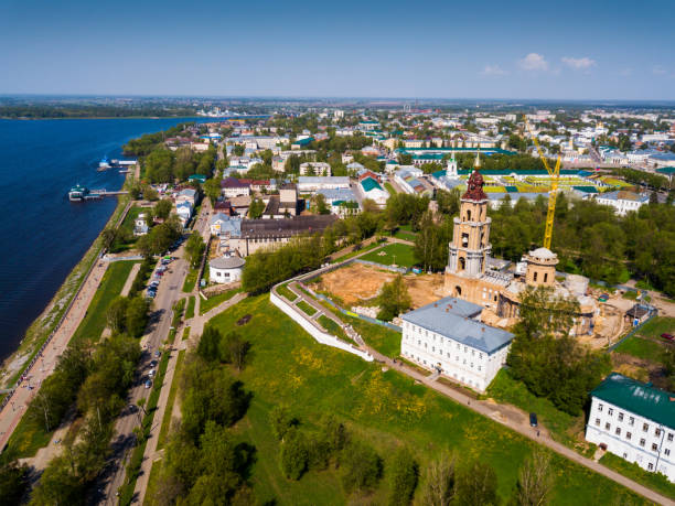 istock Aerial view of Kostroma with Kremlin Complex during reconstruction 1190683438