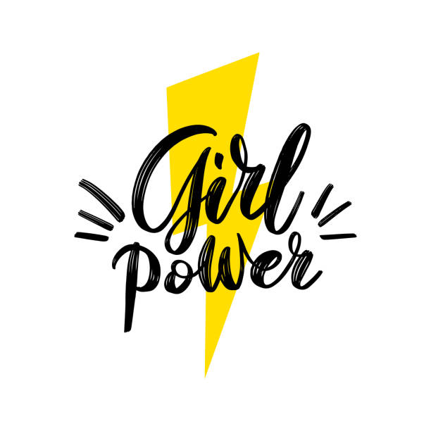 Girl power. Motivational phrase. Feminist hand lettering quote. Vector illustration with symbol of lightning Girl power. Motivational phrase. Feminist hand lettering quote. Vector illustration with symbol of lightning. girl power stock illustrations