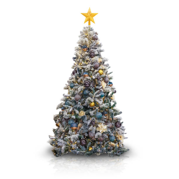 istock Decorated Christmas Tree Isolated on White 1190685102