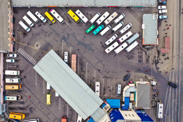 bus station top view intercity transportation