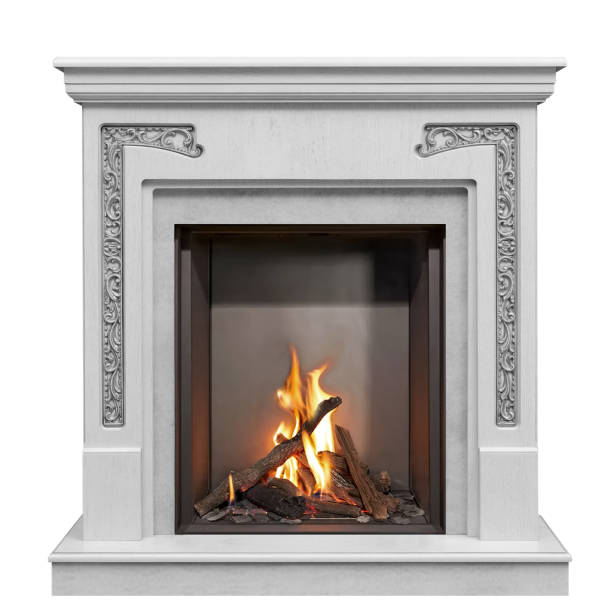 istock Burning classic bio fireplace isolated on white background 1190691948