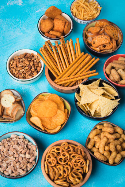 istock Salty snacks served in bowls 1190694088