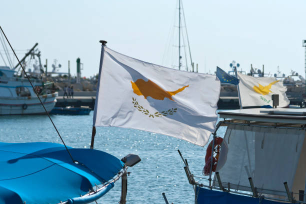 istock National flags of Cyprus in harbor 1190695094