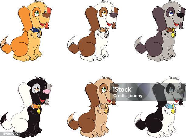 강아지 6에 대한 스톡 벡터 아트 및 기타 이미지 - 6, 갈색, 강아지-어린 동물