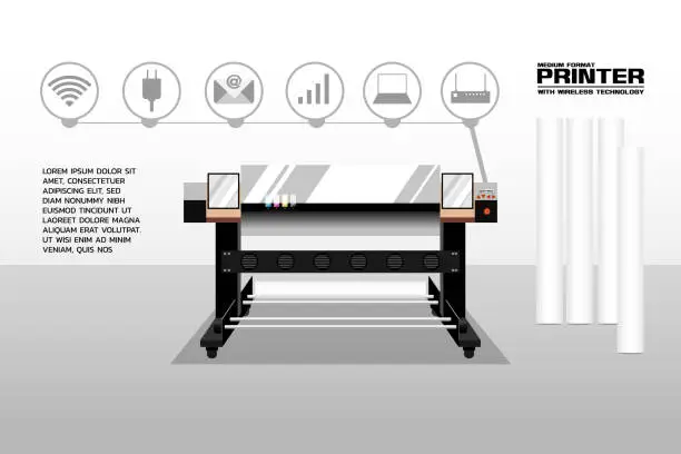 Vector illustration of Medium format printer plotter