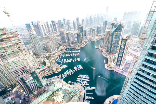 istock Dubai Marina aerial skyline at sunset, UAE 1190704746