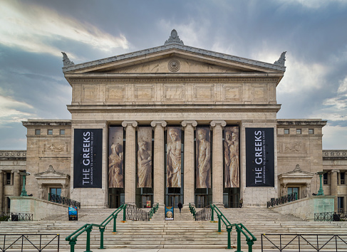 Chicago,USA- November 30,2015: The Field Museum of Natural History exterior daylight view with clouds in the sky in background