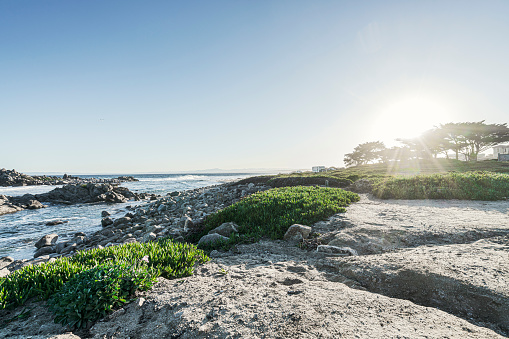 Seascape of Monterey Bay at Sunset in Pacific Grove, California, USA