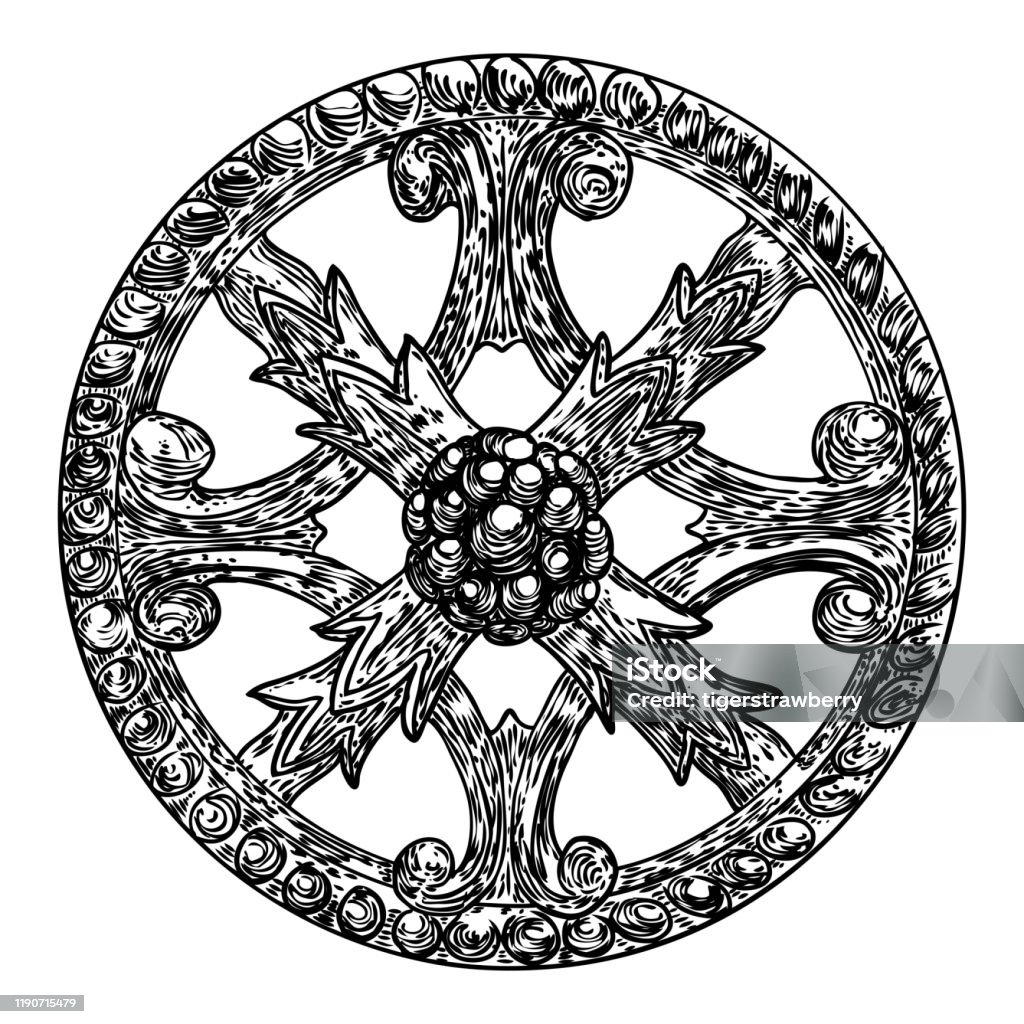Vintage Vẽ Tay Baroque Baroque Hình Xăm Hoa Tròn Victoria Nở Trang ...