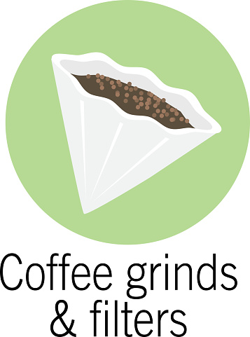 Vector illustration of a Coffee filter and grinds Compostable product. Easy to edit vector eps 10.